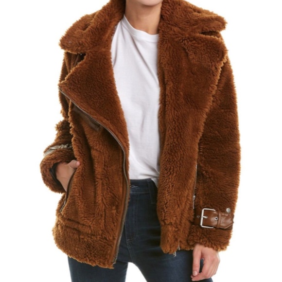 Avec Les Filles Brown Teddy Moto Jacket - Picture 2 of 10